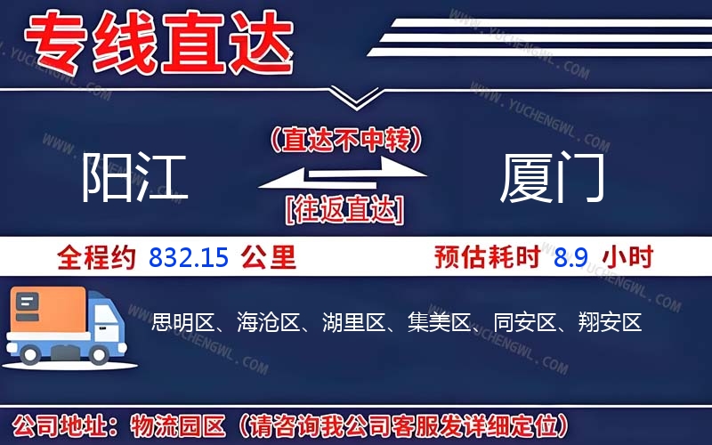 陽江到廈門物流公司