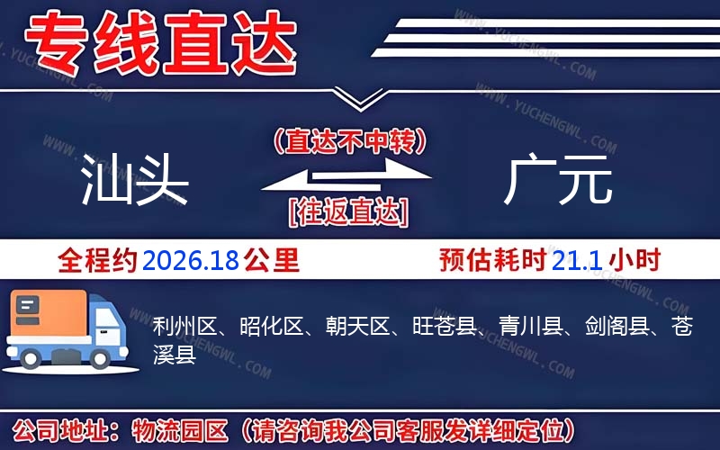 汕頭到廣元物流公司