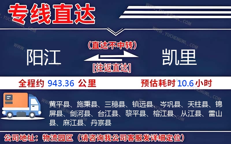 陽江到凱里物流公司