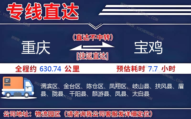 重慶到寶雞物流公司