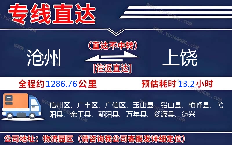 滄州到上饒物流公司