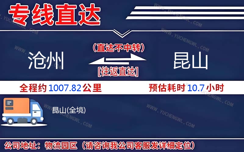 滄州到昆山物流公司