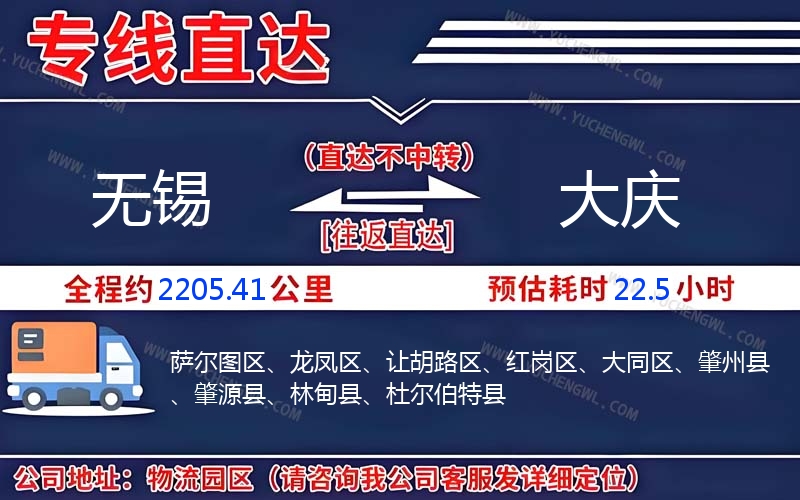 無錫到大慶物流公司