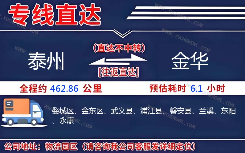 泰州到金華物流公司