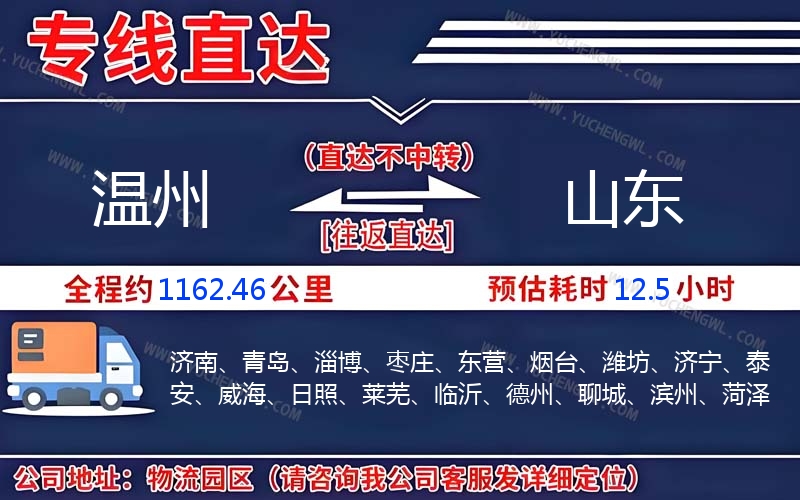 溫州到山東物流公司