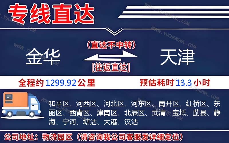 金華到天津物流公司