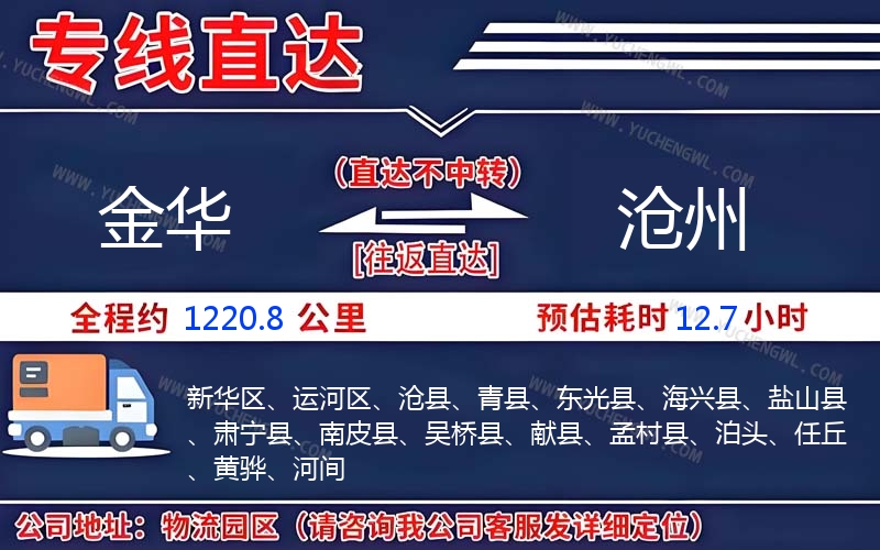 金華到滄州物流公司